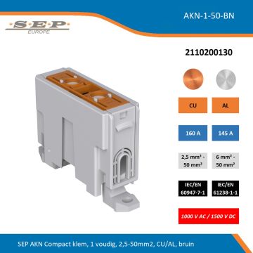 SEP AKN Compact klem, 1 voudig, 2,5-50mm2, CU/AL, bruin