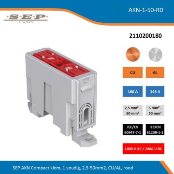 SEP AKN Compact klem, 1 voudig, 2,5-50mm2, CU/AL, rood
