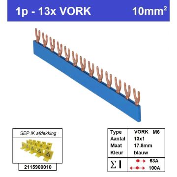 Schotman Elektro - SEP aansluitrail VORK-M6 13x1 aansluitingen 17.8mm