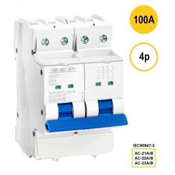 SEP HS27-4100 - hoofdschakelaar 4 polig 100A, 54mm, 3 modulen