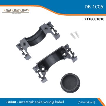 SEP DB-1C06 Livion inzetstuk enkelvoudige kabelinvoer – compleet met deksel en schroeven (6 modulen)
