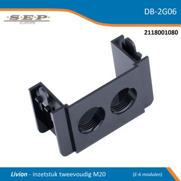 SEP Livion inzetstuk tweevoudig M20 – voorkant met schroefdraadopeningen