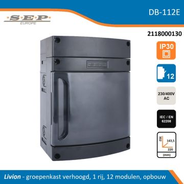 SEP Livion DB-112E met transparante deur en extra aansluitruimte technische gegevens