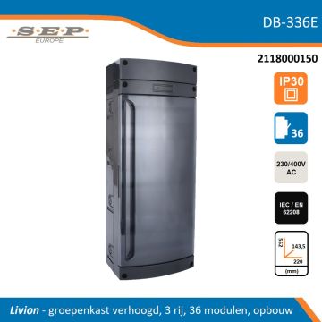 SEP Livion DB-336E met transparante deur en extra aansluitruimte technische gegevens