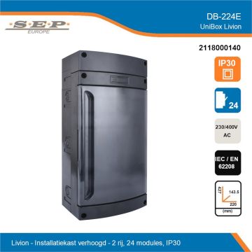 SEP Livion DB-224E met transparante deur en extra aansluitruimte technische gegevens