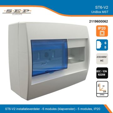 SEP UniBox MST ST6-V2 installatieverdeler overzicht - 6 + 5 modules, IP20