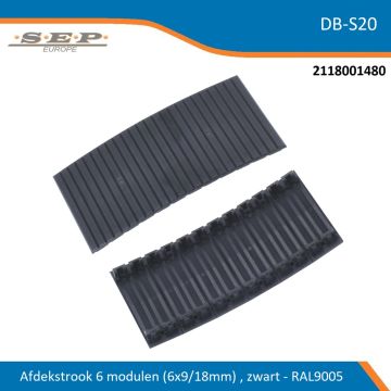 SEP DB-S20 afdekstrook 6 modulen (6×18 mm) afbreekbaar – zwart RAL9005 – voor Livion en MST verdelers