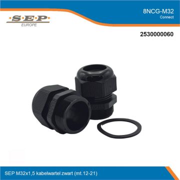 SEP Connect 8NCG-M32 - kabel wartel M32x1,5 mt.12-21 - zwart RAL9005 - overzicht