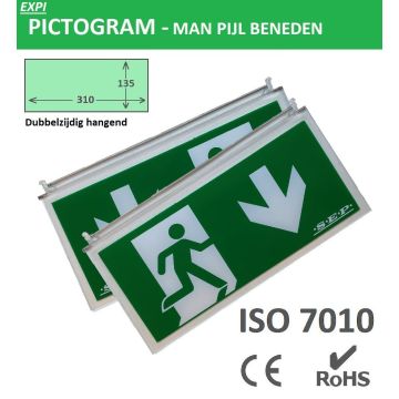 Schotman Elektro - SEP EXPI pictogram plaat hangend man pijl beneden