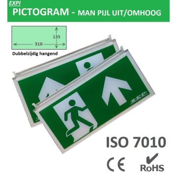 Schotman Elektro - SEP EXPI pictogram plaat - Man pijl uit / omhoog