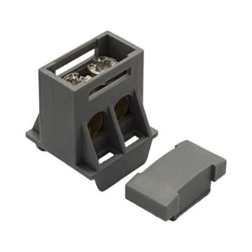 SEP AST16-21 verdeelblok 2x16mm² grijs (RAL 7046) met afdekking – faseverdeelblok voor TS15-rail