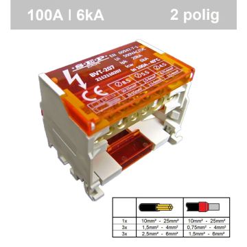 SEP BVT-207 verdeelset 100A 2x 7 aansluitingen 500VAC/DC