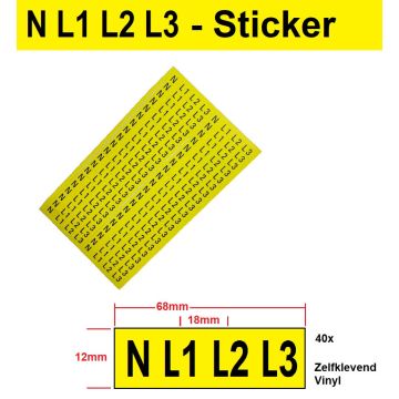Schotman Elektro - SEP Fase sticker N L1 L2 L3 72mm 