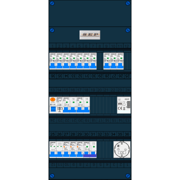 Schotman Elektro B.V. – SEP NOVA –3x ALS 2p, 1x ALS 4p, 10x INS, 2x INS 4p, kookgroep, beltrafo, 1x contactdoos
