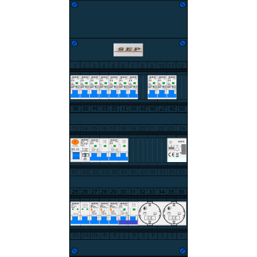 Schotman Elektro B.V. – SEP NOVA –3x ALS 2p, 1x ALS 4p, 10x INS, 2x INS 4p, kookgroep, beltrafo, 2x contactdoos
