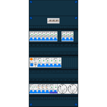 Schotman Elektro B.V. – SEP NOVA –3x ALS 2p, 1x ALS 4p, 10x INS, 3x INS 4p, kookgroep, 2x contactdoos