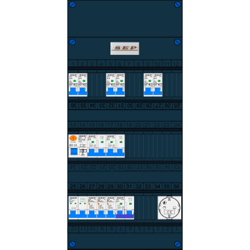 Schotman Elektro B.V. – SEP NOVA –3x ALS 2p, 1x ALS 4p, 6x INS, 2x INS 4p, kookgroep, 1x contactdoos
