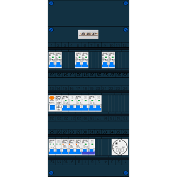 Schotman Elektro B.V. – SEP NOVA –3x ALS 2p, 1x ALS 4p, 6x INS, 3x INS 4p, kookgroep, 1x contactdoos