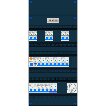 Schotman Elektro B.V. – SEP NOVA –3x ALS 2p, 1x ALS 4p, 6x INS, 4x INS 4p, kookgroep, 1x contactdoos