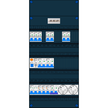 Schotman Elektro B.V. – SEP NOVA –3x ALS 2p, 1x ALS 4p, 7x INS, 2x INS 4p, kookgroep, 2x contactdoos