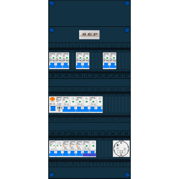 Schotman Elektro B.V. – SEP NOVA –3x ALS 2p, 1x ALS 4p, 7x INS, 3x INS 4p, kookgroep, 1x contactdoos