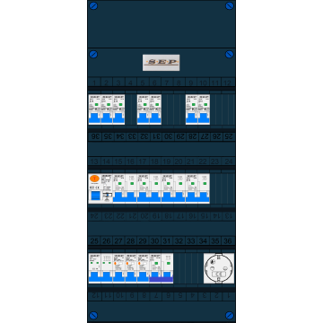 Schotman Elektro B.V. – SEP NOVA –3x ALS 2p, 1x ALS 4p, 7x INS, 4x INS 4p, kookgroep, 1x contactdoos