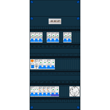 Schotman Elektro B.V. – SEP NOVA –3x ALS 2p, 1x ALS 4p, 7x INS, 2x INS 4p, kookgroep, 1x contactdoos