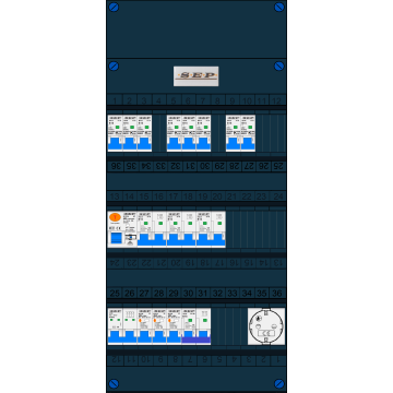 Schotman Elektro B.V. – SEP NOVA –3x ALS 2p, 1x ALS 4p, 8x INS, 3x INS 4p, kookgroep, 1x contactdoos