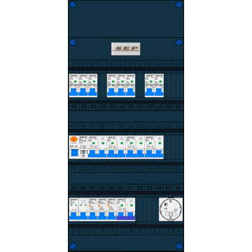 Schotman Elektro B.V. – SEP NOVA –3x ALS 2p, 1x ALS 4p, 8x INS, 4x INS 4p, kookgroep, 1x contactdoos