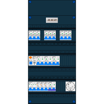 Schotman Elektro B.V. – SEP NOVA –3x ALS 2p, 1x ALS 4p, 9x INS, 3x INS 4p, kookgroep, 1x contactdoos