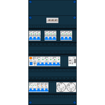 Schotman Elektro B.V. – SEP NOVA –3x ALS 2p, 1x ALS 4p, 9x INS, 3x INS 4p, beltrafo, 2x contactdoos