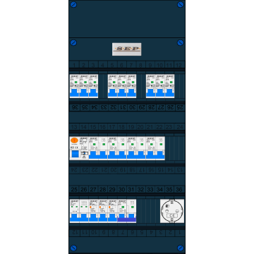 Schotman Elektro B.V. – SEP NOVA –3x ALS 2p, 1x ALS 4p, 9x INS, 4x INS 4p, kookgroep, 1x contactdoos