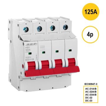 SEP HS1-4125, hoofdschakelaar, 4 polig, 125A, AC-21, AC-22, AC-23, DC