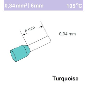 Schotman Elektro - SEP adereindhuls enkelvoudig 0,34mm2 lengte 6mm geisoleerd