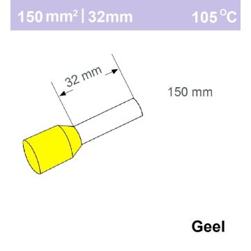 Schotman Elektro - SEP adereindhuls enkelvoudig 150mm2 lengte 32mm geisoleerd