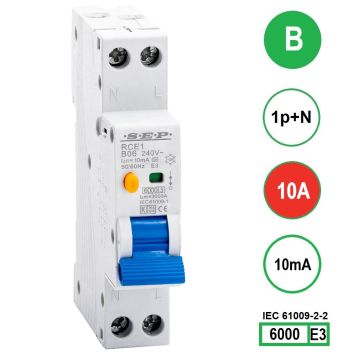 SEP RCE1-B10.01 - aardlekautomaat B10 10mA, 18mm, 1 module