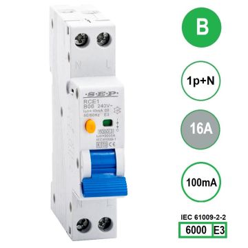 SEP RCE1-B16.10 - aardlekautomaat B16 100mA, 18mm, 1 module