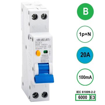 SEP RCE1-B20.10 - aardlekautomaat B20 100mA, 18mm, 1 module