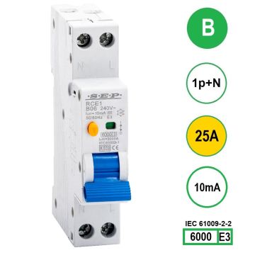 SEP RCE1-B25.01 - aardlekautomaat B25 10mA, 18mm, 1 module