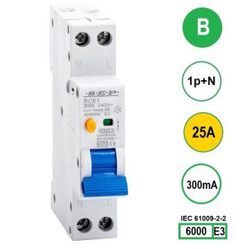 SEP RCE1-B25.30 - aardlekautomaat B25 300mA, 18mm, 1 module
