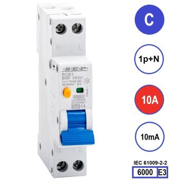 SEP RCE1-C10.01 - aardlekautomaat C10 10mA, 18mm, 1 module
