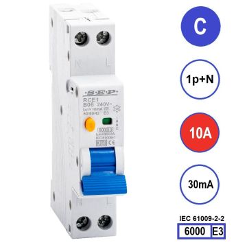 SEP RCE1-C10.03 - aardlekautomaat C10 30mA, 18mm, 1 module