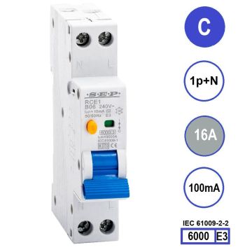 SEP RCE1-C16.10 - aardlekautomaat C16 100mA, 18mm, 1 module
