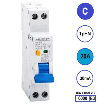 SEP RCE1-C20.03 - aardlekautomaat C20 30mA, 18mm, 1 module