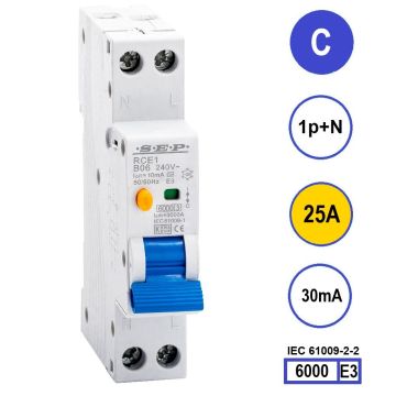 SEP RCE1-C25.03 - aardlekautomaat C25 30mA, 18mm, 1 module