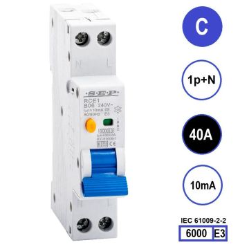 SEP RCE1-C40.01 - aardlekautomaat C40 10mA, 18mm, 1 module