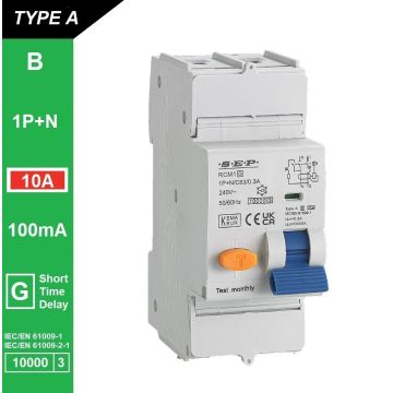 Schotman Elektro B.V. - SEP RCM1 1p+n B-karakteristiek 10A 10kA kortstondig vertraagd AG