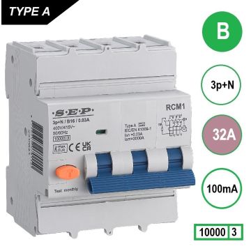 Schotman Elektro B.V. - SEP RCM4 3p+n B 40A 100mA 10kA aardlekautomaat