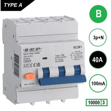 Schotman Elektro B.V. - SEP RCM4 3p+n B 40A 100mA 10kA aardlekautomaat