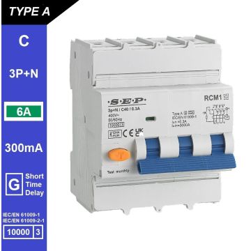 Schotman Elektro B.V. - SEP RCM1 3p+n C-karakteristiek 6A 10kA kortstondig vertraagd AG